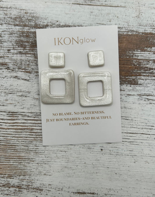 Silver Square Earrings